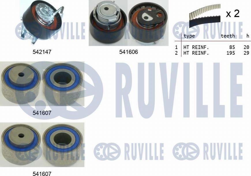 Ruville 550322 - Kit cinghie dentate www.autoricambit.com