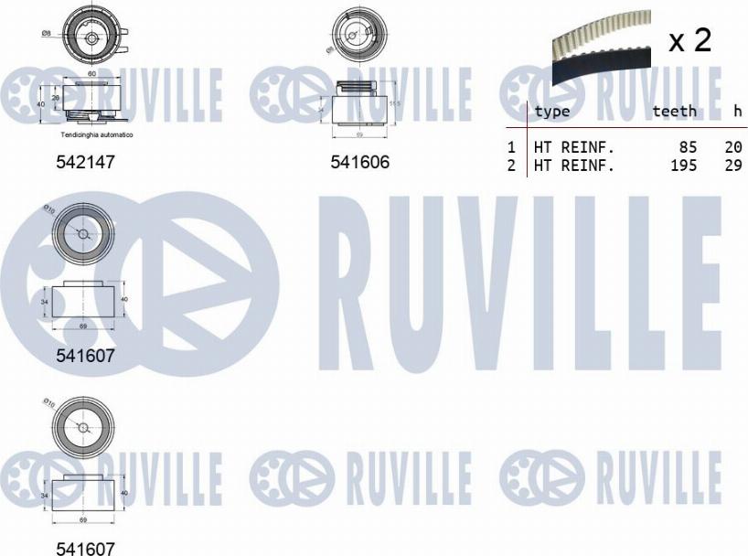 Ruville 550322 - Kit cinghie dentate www.autoricambit.com