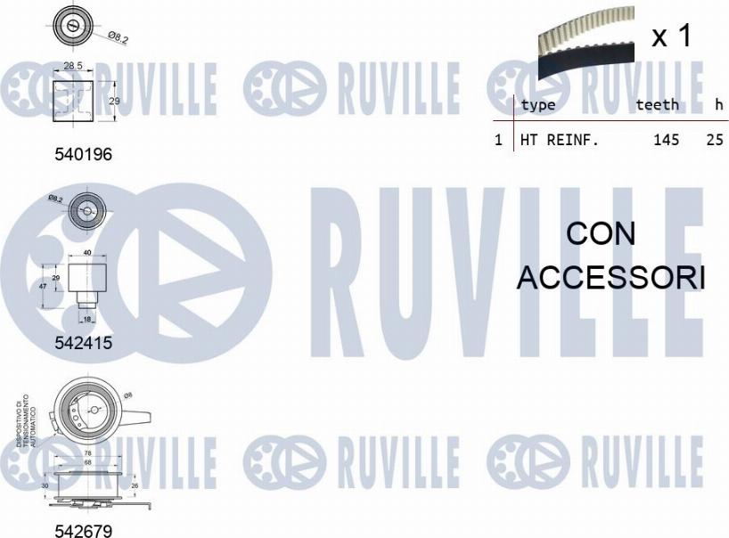 Ruville 550376 - Kit cinghie dentate www.autoricambit.com