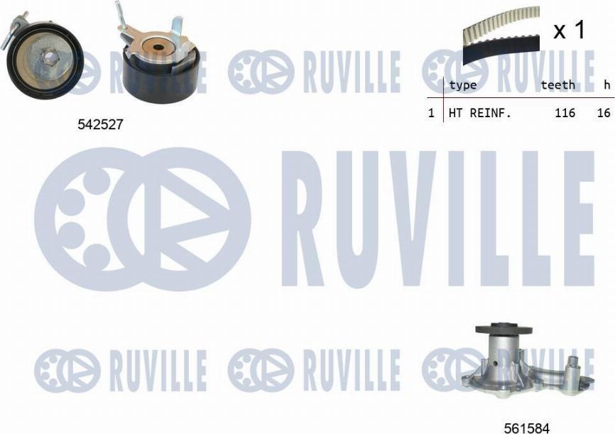 Ruville 5503721 - Pompa acqua + Kit cinghie dentate www.autoricambit.com