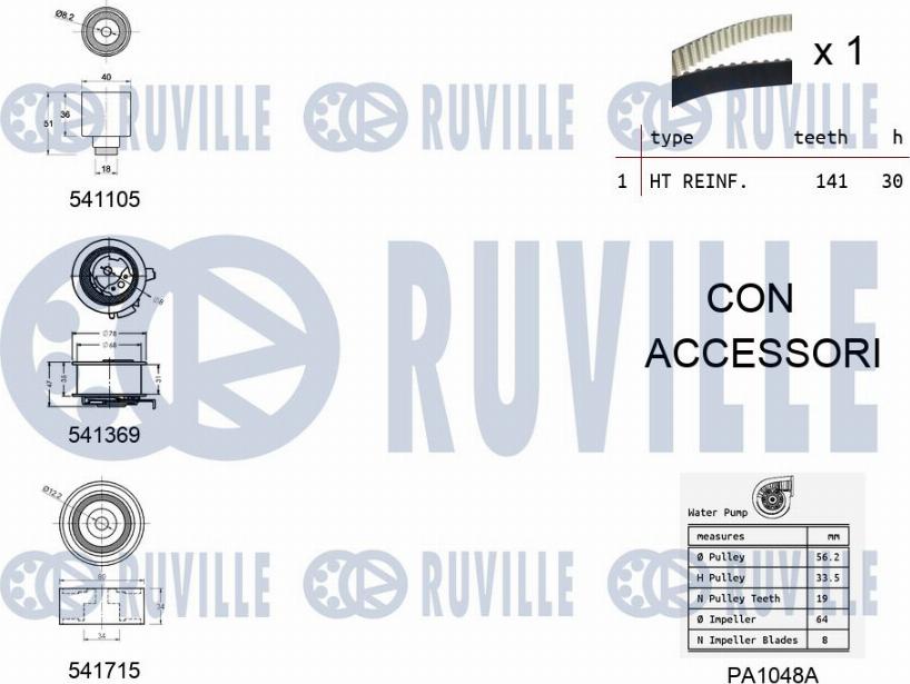 Ruville 5502991 - Pompa acqua + Kit cinghie dentate www.autoricambit.com