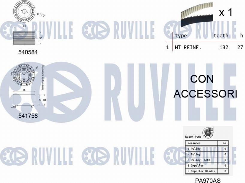 Ruville 5502981 - Pompa acqua + Kit cinghie dentate www.autoricambit.com