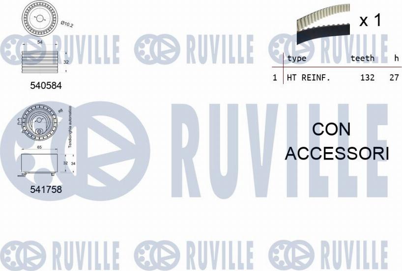 Ruville 550298 - Kit cinghie dentate www.autoricambit.com