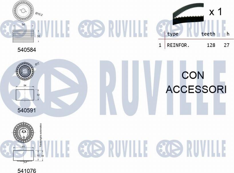 Ruville 550254 - Kit cinghie dentate www.autoricambit.com