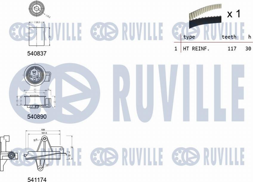 Ruville 550255 - Kit cinghie dentate www.autoricambit.com