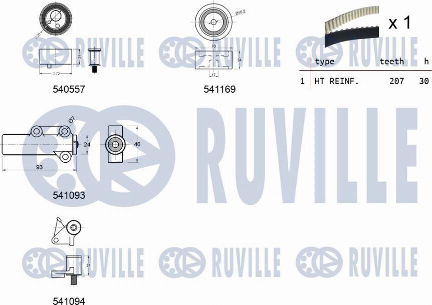 Ruville 550282 - Kit cinghie dentate www.autoricambit.com