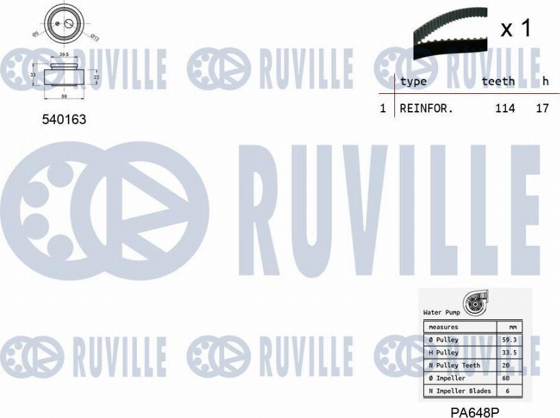 Ruville 5502241 - Pompa acqua + Kit cinghie dentate www.autoricambit.com