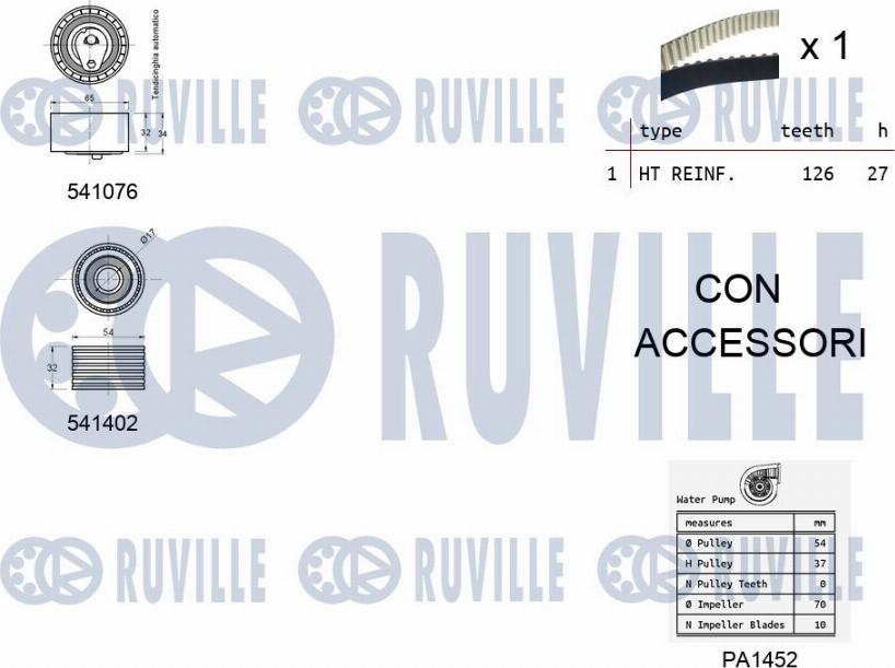 Ruville 5502781 - Pompa acqua + Kit cinghie dentate www.autoricambit.com