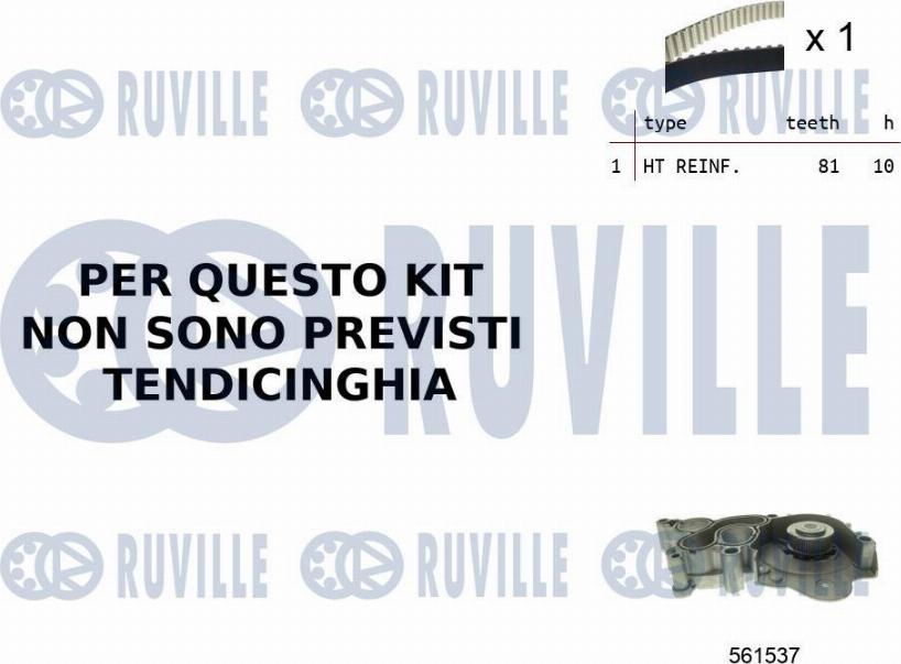 Ruville 55B0044 - Pompa acqua + Kit cinghie dentate www.autoricambit.com