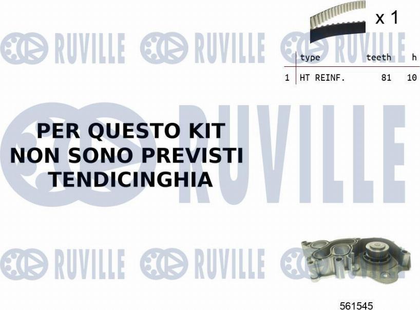 Ruville 55B0041 - Pompa acqua + Kit cinghie dentate www.autoricambit.com