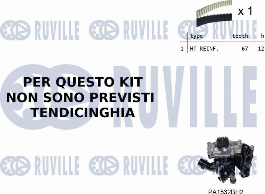 Ruville 55B0034 - Pompa acqua + Kit cinghie dentate www.autoricambit.com