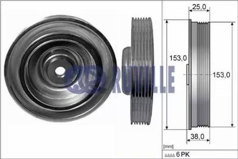 Ruville 515906 - Puleggia cinghia, Albero a gomiti www.autoricambit.com