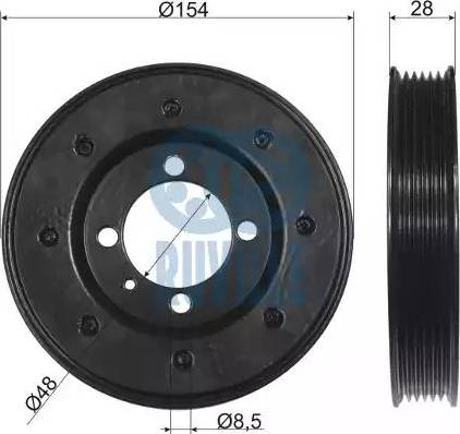 Ruville 515303 - Puleggia cinghia, Albero a gomiti www.autoricambit.com