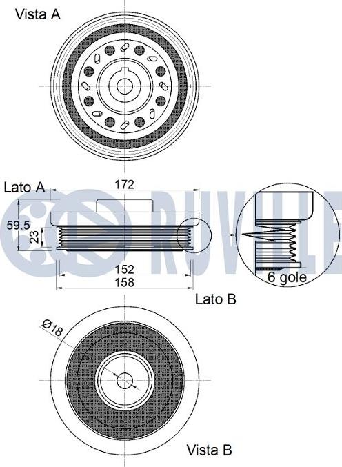 Ruville 520408 - Puleggia cinghia, Albero a gomiti www.autoricambit.com