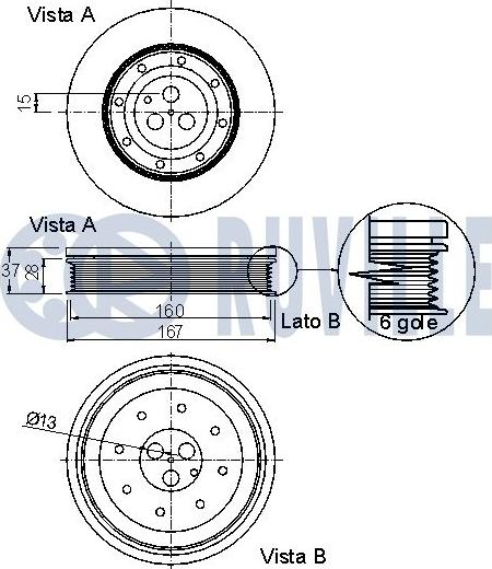 Ruville 520195 - Puleggia cinghia, Albero a gomiti www.autoricambit.com