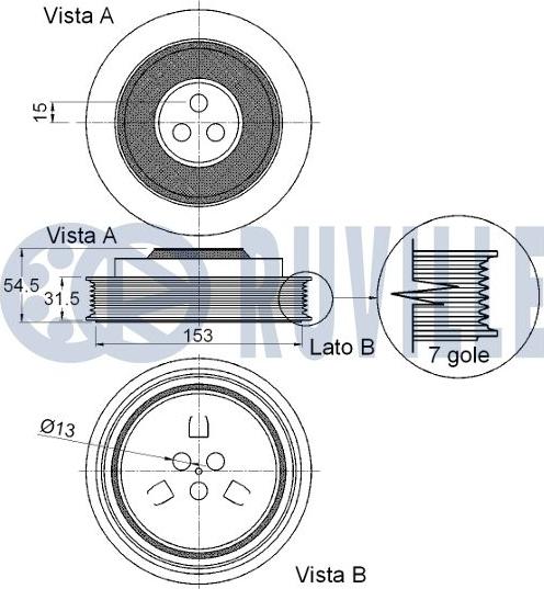 Ruville 520191 - Puleggia cinghia, Albero a gomiti www.autoricambit.com