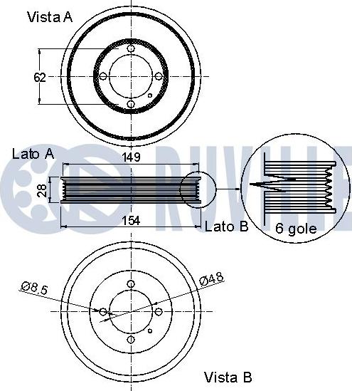 Ruville 520193 - Puleggia cinghia, Albero a gomiti www.autoricambit.com