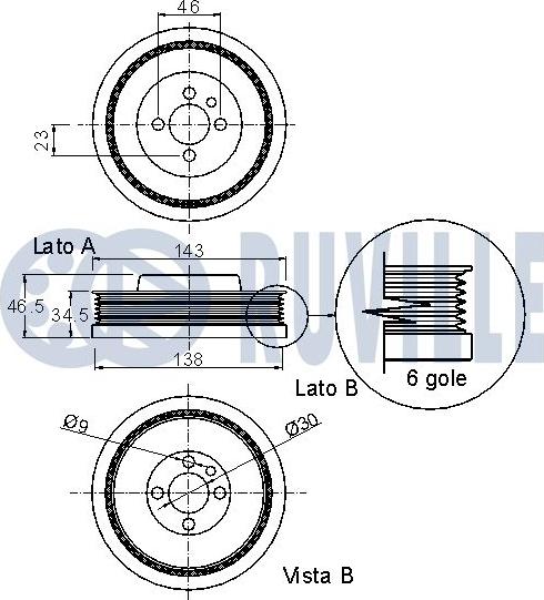 Ruville 520159 - Puleggia cinghia, Albero a gomiti www.autoricambit.com