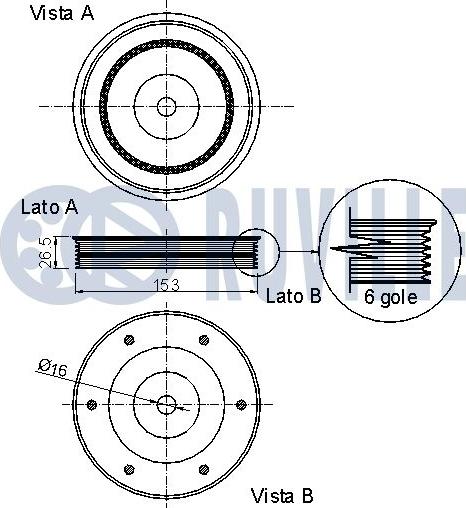 Ruville 520169 - Puleggia cinghia, Albero a gomiti www.autoricambit.com