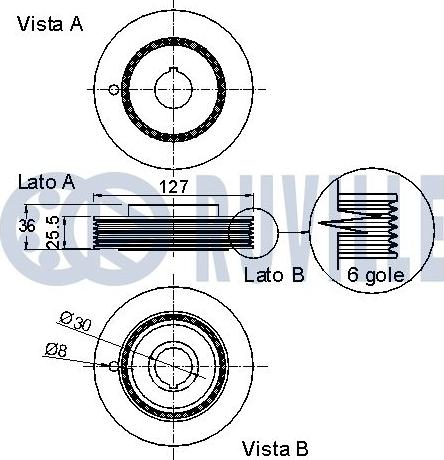 Ruville 520168 - Puleggia cinghia, Albero a gomiti www.autoricambit.com