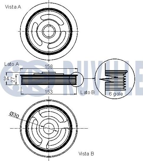 Ruville 520172 - Puleggia cinghia, Albero a gomiti www.autoricambit.com