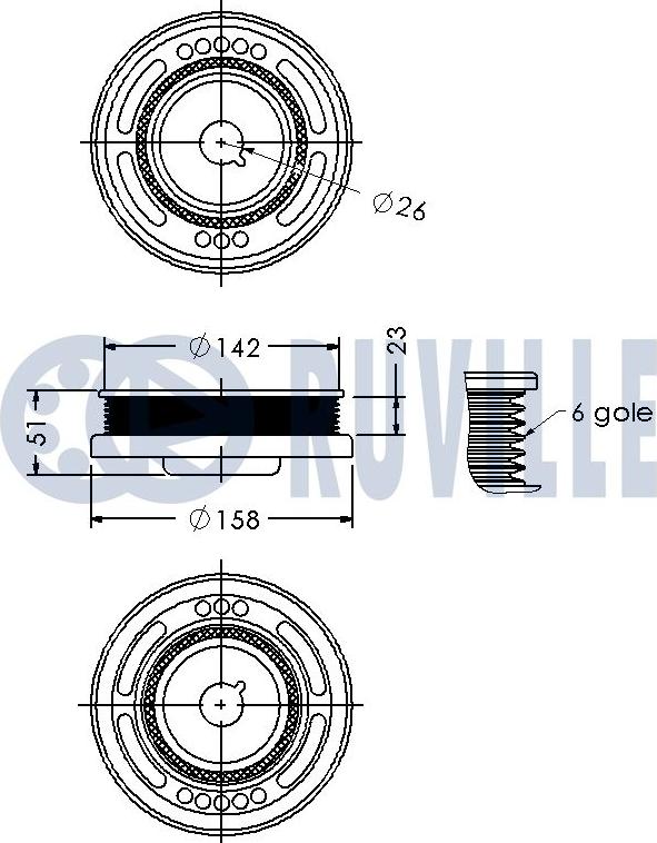 Ruville 520337 - Puleggia cinghia, Albero a gomiti www.autoricambit.com