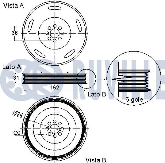 Ruville 520296 - Puleggia cinghia, Albero a gomiti www.autoricambit.com