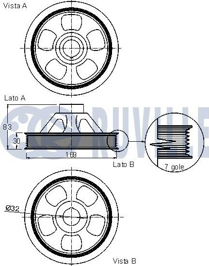 Ruville 520253 - Puleggia cinghia, Albero a gomiti www.autoricambit.com