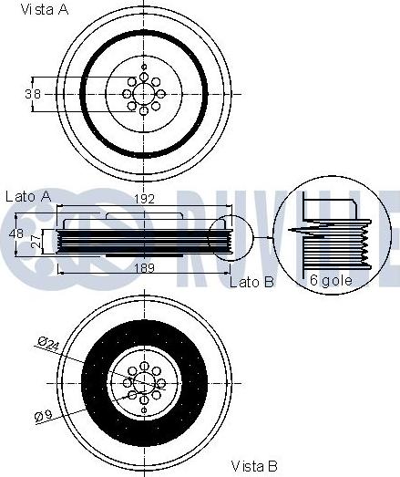 Ruville 520236 - Puleggia cinghia, Albero a gomiti www.autoricambit.com