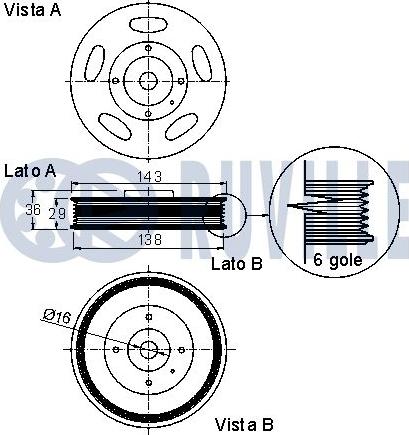 Ruville 520237 - Puleggia cinghia, Albero a gomiti www.autoricambit.com