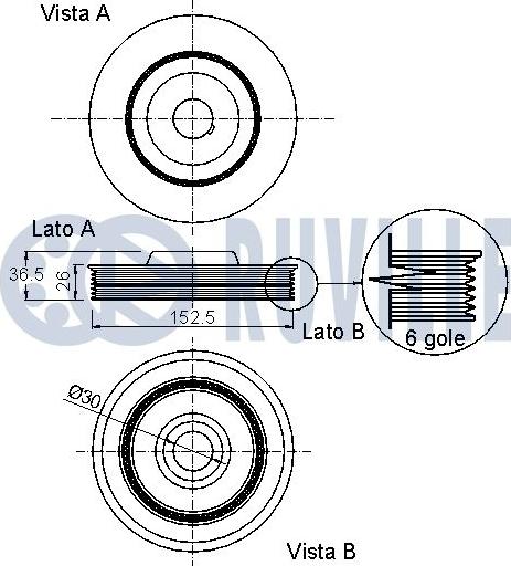 Ruville 520278 - Puleggia cinghia, Albero a gomiti www.autoricambit.com