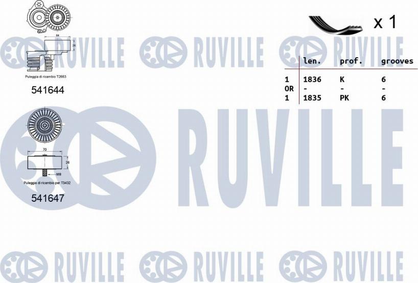 Ruville 570098 - Kit Cinghie Poly-V www.autoricambit.com