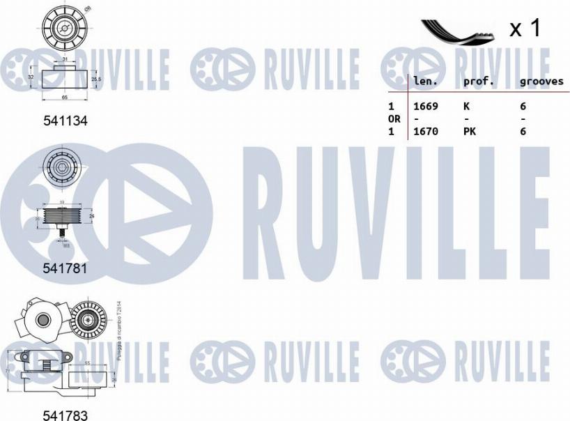 Ruville 570058 - Kit Cinghie Poly-V www.autoricambit.com