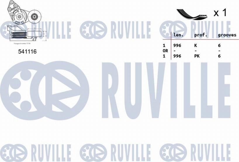 Ruville 570068 - Kit Cinghie Poly-V www.autoricambit.com