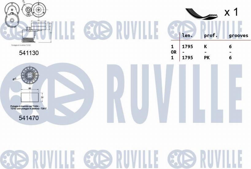 Ruville 570080 - Kit Cinghie Poly-V www.autoricambit.com