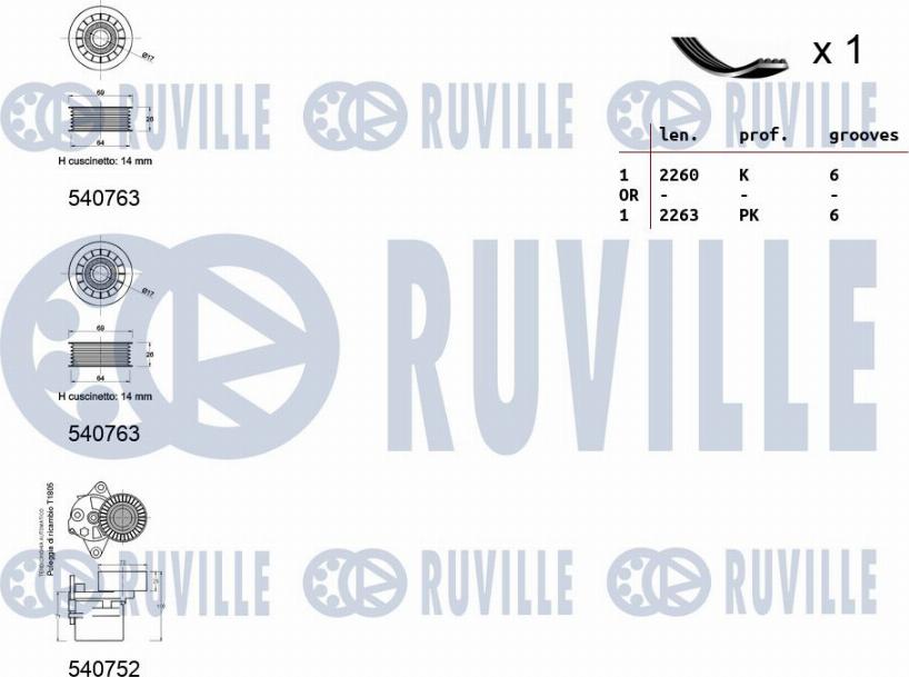 Ruville 570088 - Kit Cinghie Poly-V www.autoricambit.com