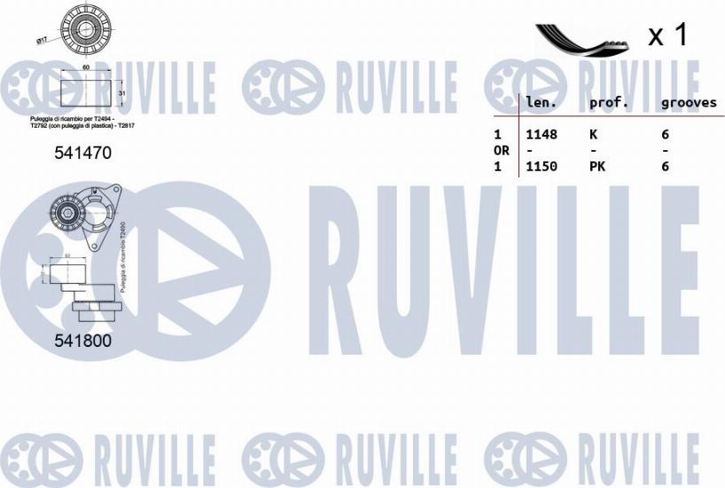 Ruville 570082 - Kit Cinghie Poly-V www.autoricambit.com