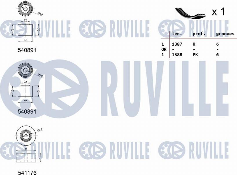 Ruville 570071 - Kit Cinghie Poly-V www.autoricambit.com