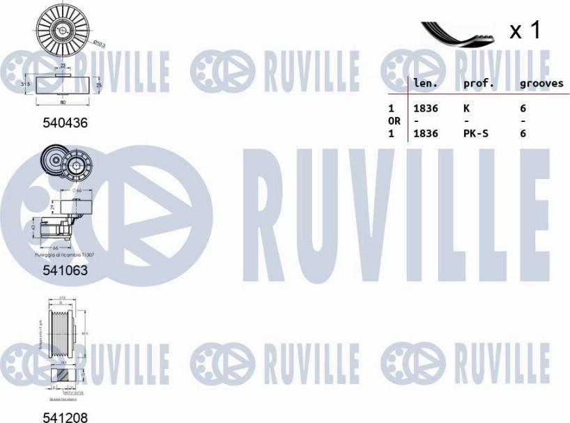 Ruville 570159 - Kit Cinghie Poly-V www.autoricambit.com