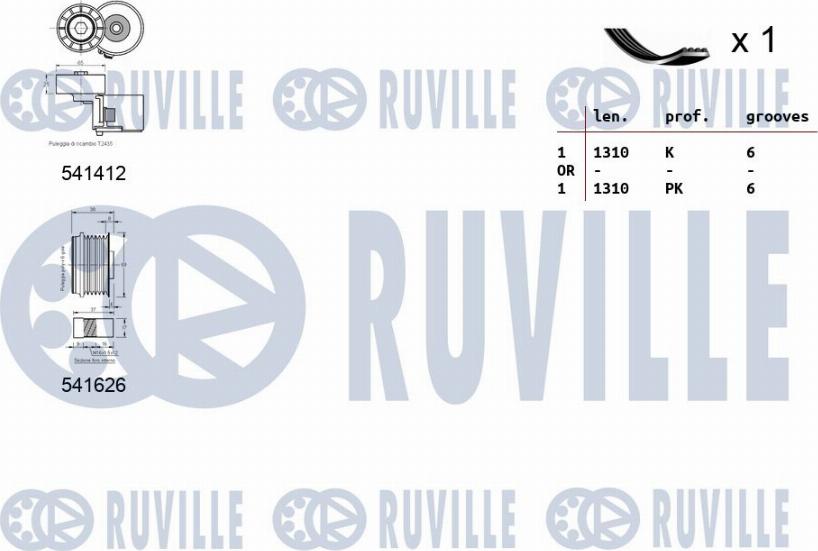 Ruville 570160 - Kit Cinghie Poly-V www.autoricambit.com