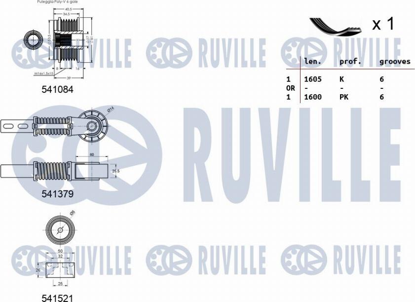 Ruville 570163 - Kit Cinghie Poly-V www.autoricambit.com