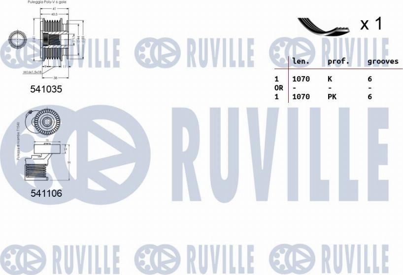 Ruville 570100 - Kit Cinghie Poly-V www.autoricambit.com