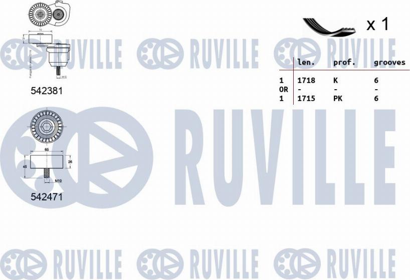 Ruville 570119 - Kit Cinghie Poly-V www.autoricambit.com