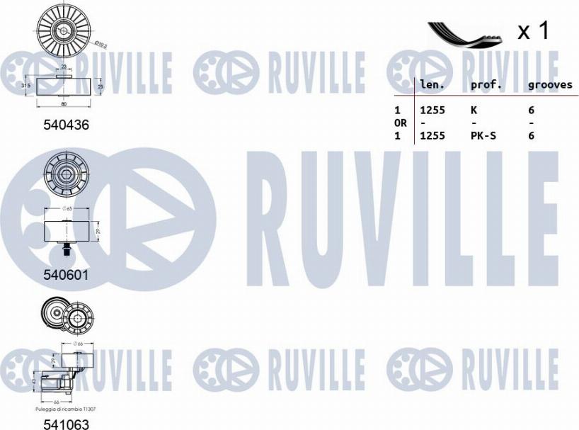 Ruville 570116 - Kit Cinghie Poly-V www.autoricambit.com