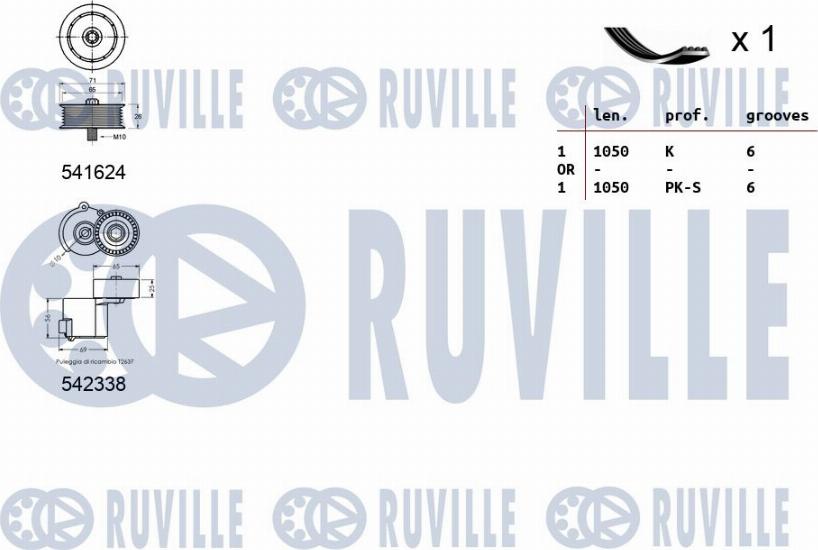 Ruville 570184 - Kit Cinghie Poly-V www.autoricambit.com