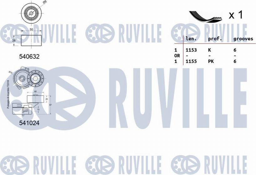 Ruville 570188 - Kit Cinghie Poly-V www.autoricambit.com