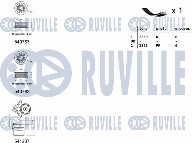 Ruville 570183 - Kit Cinghie Poly-V www.autoricambit.com