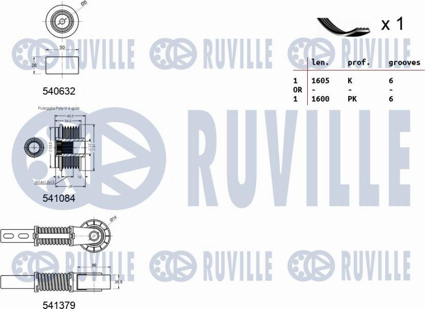 Ruville 570138 - Kit Cinghie Poly-V www.autoricambit.com