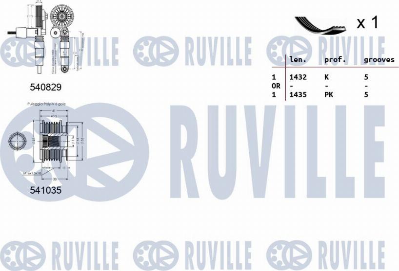 Ruville 570129 - Kit Cinghie Poly-V www.autoricambit.com