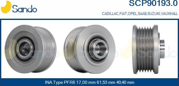 Sando SCP90193.0 - Puleggia cinghia, Alternatore www.autoricambit.com